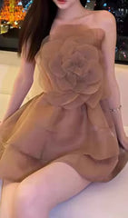 Captivating 3D Floral Strapless Mini Dress