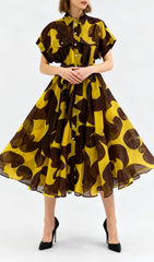 Jeroen Abstract Print Midi Shirt Dress