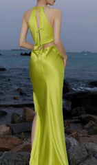 Eskil Green Halter Cutout Maxi Dress