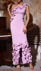 Enchanting Lavender One-Shoulder Floral Maxi Dress