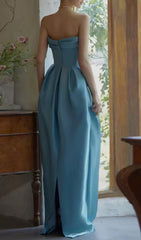 Bode Blue Strapless Maxi Dress