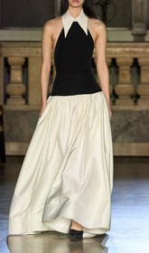 Ferrari Halter Two-Tone Maxi Dress