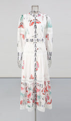 Enchanting Granada Butterfly Garden Long Sleeve Maxi Dress