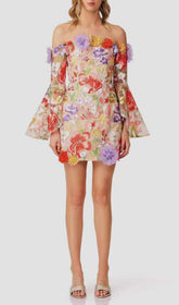 Iga Floral Embroidered Off-Shoulder Mini Dress