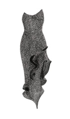 Dazzling Douce Strapless Sequin Ruffle Maxi Dress