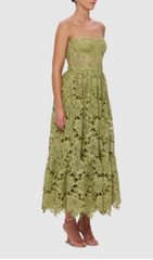 Aris Sage Green Lace Bustier Maxi Dress