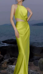 Eskil Green Halter Cutout Maxi Dress