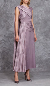 Ihsan Luxurious Mauve Ruched & Draped Maxi Dress