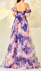 Daylen Enchanting Floral Off-Shoulder Chiffon Maxi Dress