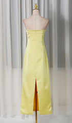 Jeneth Radiant Yellow Strapless Maxi Dress with Exquisite 3D Floral Appliqus