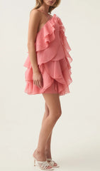 Pandorea Tiered Ruffle Halter Mini Dress