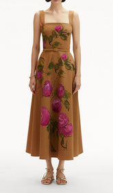 Women's Floria Chic Floral Belted Midi Dress