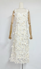 Eddy White Ethereal Butterfly Embroidered Maxi Dress