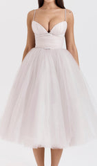 Diellza Elegant Tulle Midi Dress