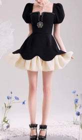 Cayla Chic Black Puff Sleeve Mini Dress