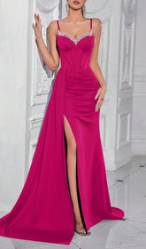 Elihu Embellished Corset High Slit Gown