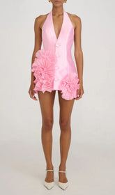 Esme Pink Halter Mini Dress