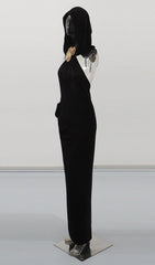 Jyn Black Halter Maxi Dress with Sculptural Floral Embellishment