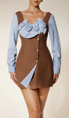 Eissa Bloom & Stripe Mini Dress