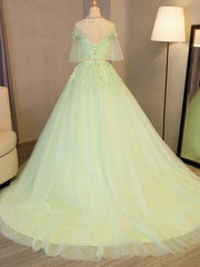 Lovely Green Tulle Long Formal Dress Party Dresses