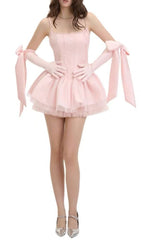 Friso Dreamy Pink Corset Mini Dress