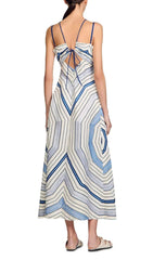 Effortless Chic Blue & White Geometric Maxi Dress