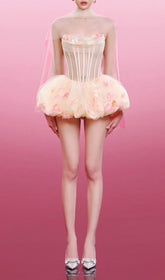 Jess Enchanting Strapless Corset Floral Tulle Mini Dress