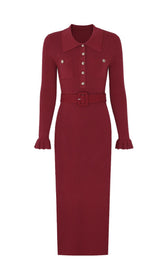 Jacek Elegant Ribbed Knit Midi Dress