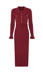 Jacek Elegant Ribbed Knit Midi Dress