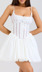 Didrika White Lace Corset Mini Dress