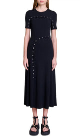Rokane Black Ribbed Knit Maxi Dress