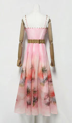 Hester Pink Palm Print Cut-Out Maxi Dress