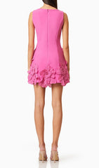 Daiva Pink 3D Floral Embellished Mini Dress