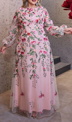 Helia Enchanting Floral Embroidered Plus Size Maxi Dress