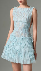 Darda Chic Blue Floral Lace Sequin Mini Dress for Women