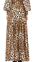 Igraine Daring Leopard Print V-Neck Maxi Dress with High Slit