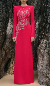 Gaiana Dazzling Crystal Long Sleeve Maxi Gown