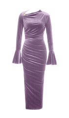 Annelise Purple Velvet Bodycon Maxi Dress