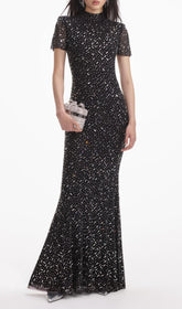 Emma Sparkling Black Crystal Maxi Gown