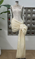 Fannie Luxe Lace Corset Mini Dress with Statement Bow
