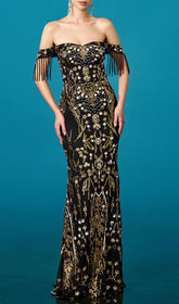 Hendrik Off-Shoulder Sequin Maxi Dress