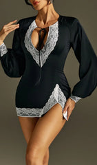 Romaine Alluring Lace Long Sleeve Mini Dress