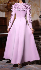 Hadia Lilac Floral Embellished Long Sleeve Maxi Dress