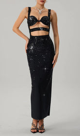 Glamorous Sequin Cutout Bandage Maxi Dress