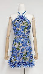 Faunia 3D Floral Halter Mini Dress