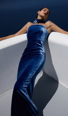 Dora Royal Blue Velvet Maxi Dress