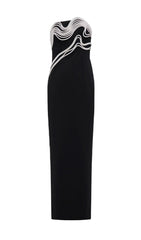 Akiko Strapless Crystal Embellished Black Maxi Gown