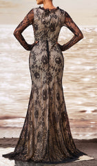 Chakra Black Floral Lace Maxi Dress