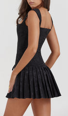 Alluring Black Lace-Up Corset Mini Dress