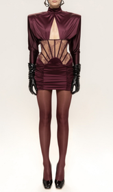 Hebe Sculpted Satin Corset Mini Dress